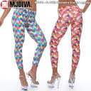 MJDIVA◆FLOWER幾何学模様ストレッチレギンス★フィットネスウェア MJ DIVA ダンス ヒップホップ レディース ダンス衣装 ブランド FITNESS WEAR レギンス