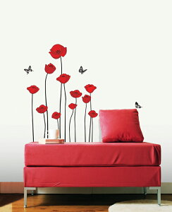 大人気 インテリア 引越し ステッカー wall sticker 壁シール カッティングシート 部屋シャンデリア 剥がしてそのまま貼る激安【レビューを書くと⇒★900円★】 【ポイントウォールステッカー】真っ赤な花と蝶 butterfly with red flowers
