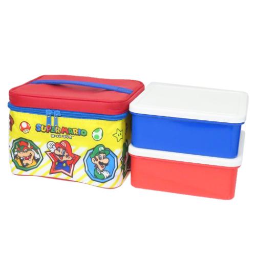 <strong>お弁当箱セット</strong> スーパーマリオ 保冷バッグ付行楽ランチセット ショウワノート 保冷ケース ランチアウトドア マシュマロポップ