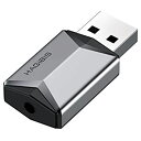 Hagibis USB外部サウンドカードアダプター Alloy2 in 1 USB to 3.5mm AUX TRRSヘッドフォンおよびマイクジャックオーディオアダプターマイクステレオサウンドカード(Windows、Mac、PC、ラップトップ、デスクトップ、PS4、PS5(グレー)用) シルバー