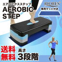 スーパーSALE 特価★RIORES エアロビクス ステップ 高さ3段階調整 マット付 / 踏み台
