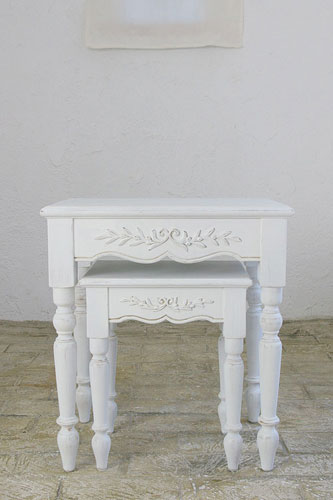 サイドテーブル テーブル コンソール テーブル 丸 ホワイト アンティーク 木製 ホワイト…...:mobilegrande:10001345