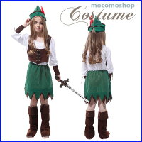 ハロウィン【女の子用ロビンフッドワンピース帽子ベルトブーツ付4点セット】ピーターパンティンカーベル海賊精霊ミツバチディズニーワンピース女の子仮装変装子どもハロウィンパーティーハロウィンコスチューム【RCP】【10P02Aug14】