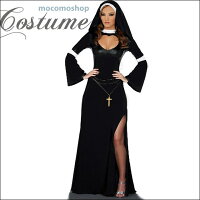 ハロウィン【シスターロングワンピースフード付き】修道服マザー教会レディース女性用コスプレコスチューム仮装衣装イベントパーティー
