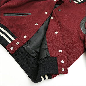 SAINTLAURENTPARISサンローランパリ14AWレザー切替テディジャケットバーガンディ44【中古】