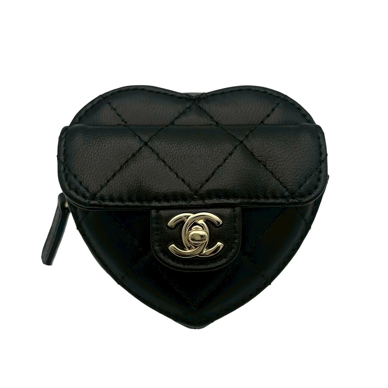 【中古】 CHANEL シャネル ARMCOINCASE アームコインケース ポーチ 31番台(2021年) ブラック ラムスキン 中古 USED