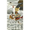 【メール便 送料無料】縁起物のれん 宝船 鶴亀七福神 85x150cm 2367 2つ割れ