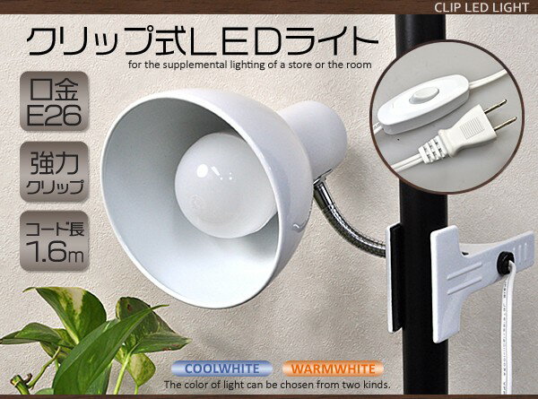 店舗やお部屋の補助照明に♪　クリップ式LEDライト　白色・電球色　DL016【あす楽対応】…...:mokubakagu:10004402