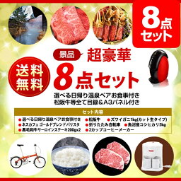 景品 セット【超豪華8点】選べるディズニーorUSJペアチケット、松阪牛等 全て景品 目録 A3パネル付【送料無料】 目録 ビンゴ 2次会 景品セット 謝恩会 二次会景品 ゴルフコンペ 結婚式二次会 幹事さんお助け倶楽部