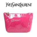 【海外限定】イヴ サンローラン Yves saint Laurent YSL ☆ ポーチ 小物入れ ロゴ桃 ピンク パンチング エナメル 化粧 メイク コスメ ブランド 父の日 梅雨 プレゼント ギフト