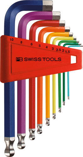 PB SWISS TOOLSボール付レインボー六角棒レンチセット212HC-10RB