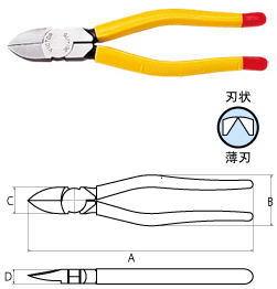 ビクター(花園工具)強力ニッパ(薄刃)　175mm361-A-175