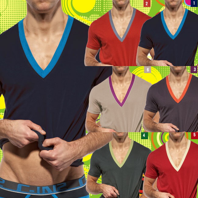 【C-IN2 シーインツー】POP COLOR / V-NECK T-SHIRT（メンズ VネックTシャツ）【楽ギフ_包装】 CIN2980円セール！69％OFF！廃番在庫限り！ C-IN2 シーインツー ポップカラー/VネックTシャツメンズ男性下着