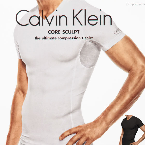 【カルバンクライン Calvin Klein CK】CORE SCULPT/ V Neck T Shirt（補正下着 メンズ VネックTシャツ）