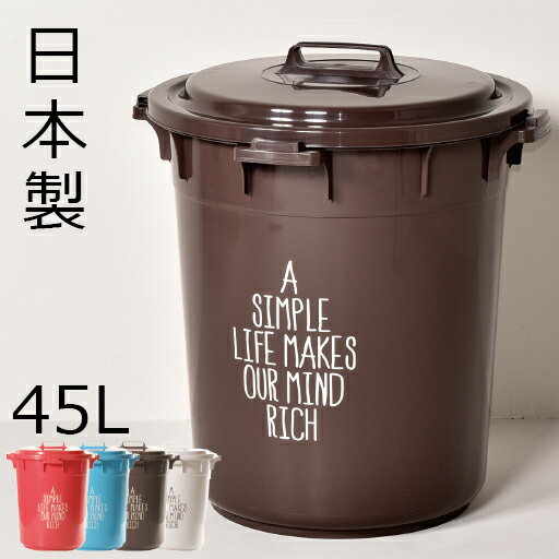 日本製 丸型カラーペール 45L ゴミ箱 ごみ箱 ダストボックス ふた付き おしゃれゴミ箱…...:monogallery:10003304