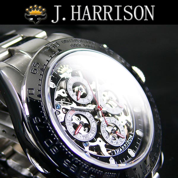 【送料無料】　ジョンハリソン　自動巻き腕時計■JH-003SB■【kdsm】【w2】〓MOON〓J.HARRISON　ダブルスケルトンタイプ腕時計