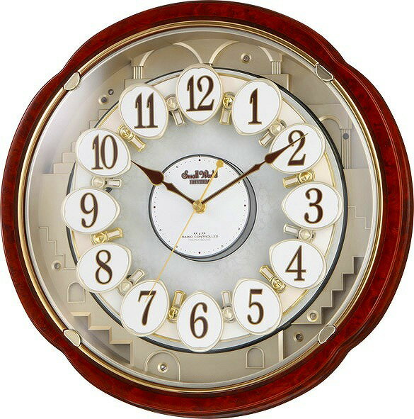 オルゴールからくり時計　（電波掛時計）スモールワールド　リズム時計（日本製） 4MN480…...:morinouta:10001428