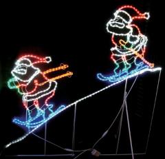 LED2人スキーサンタ【イルミネーション】　【送料無料！！】クリスマスイルミネーションモチーフ