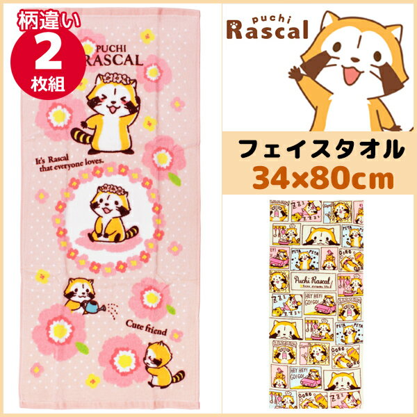 林タオル あらいぐまラスカル フェイスタオル おはな アライグマ 2枚組 キャラクターグッズ 綿 コットン | プチギフト 綿100% 入園祝い 出産祝い 出産内祝い 子供 可愛い フェースタオル かわいい ギフト キャラクター