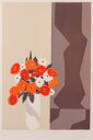 【作家名】アンドレ・ヴィギュド 【作品名】白い花瓶のブーケ アネモネ 花 絵画 静物画 リトグラフ 版画 額付き 国内送料無料