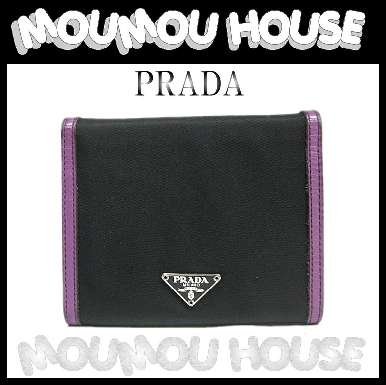 PRADA■プラダ■ブラックナイロン■3つ折リボン財布♪【曜日セール】【中古】【モウモウハウス】