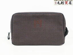 <strong>エルメス</strong> HERMES ポーチ グローブ　トロッター MM ブラウン トワルグランシェブロン 美品 【中古】クラッチバッグ セカンドバッグ