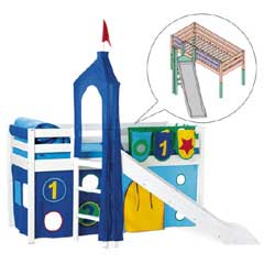 ◆ 3つの無料 ◆フレクサ（FLEXA）【子供用家具】ミッドハイ すべり台付：MAGNY-14 / ホワイト【システムベッド（ベット）】子供 キッズ ジュニア チャイルド【smtb-s】