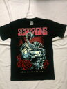 アメコミ風 ロックTシャツ SCORPIONS(スコーピオンズ) S M L /バンT/黒/HM/半袖/ヘビ-メタル/スカル/髑髏/サソリ
