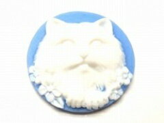 キャット　ブルー2.5[cam-032]【カメオ・アクリルカメオ・アクセサリーパーツ・ビーズ】アクセサリーパーツとしてとても使いやすいカメオ。ビーズパーツと組み合わせても。カメオのセッテイング（台座）も多数。