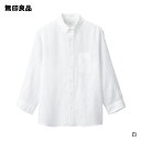 【無印良品 公式】 フレンチリネン洗いざらしボタンダウン七分袖シャツ 紳士