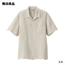 【無印良品 公式】 フレンチリネン洗いざらしオープンカラー半袖シャツ 紳士