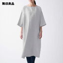 【無印良品 公式】フレンチリネン洗いざらし七分袖ワンピース (婦人)