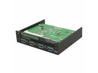 バリューウェーブ 3.5インチベイ対応USB3.0HUB+USB3.0カードリーダー UCRH3546USB3.0マルチカードリーダーを搭載した3.5インチ 4ポートUSB3.0ハブ。ピンヘッダ仕様のUSB3.0コネクタ使用。