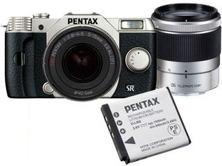 【純正スペア電池付】 PENTAX/ペンタックス Q10（シルバー）ダブルズームキット+D-LI68セット【q10set】【pentaxbset】