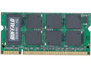 バッファロー D2/N667-1G　DDR2 667MHz PC2-5300 200pin S.O.DIMM 1GBDDR2 667MHz ノート用メモリモジュール