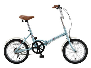 f（エフ） エフ　16型折りたたみ自転車　ワイヤーロックセット アクアブルー FF−Y16＋PB−L2／の画像