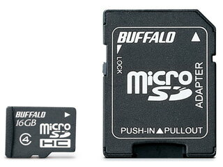 バッファロー microSDHCカード 16GB クラス4 RMSD-16GC4SA/E SDカード変換アダプタ付き（白箱パッケージモデル）