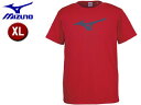 mizuno/ミズノ 32JA8155-62 BS Tシャツ ビッグRBロゴ 【XL】 (チャイニーズレッド×ネイビー)