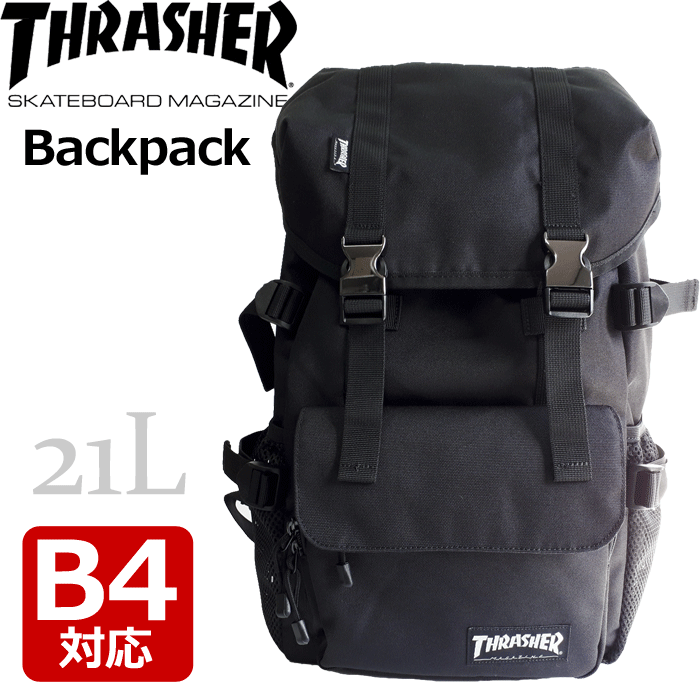 割引クーポン配布中! THRASHER フラップリュック リュックサック 21L スラッシャー スケーター B4対応 富士別注 バックパック 通学 人気 ブランド TH-07 【RCP】 【コンビニ受取対応商品】