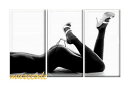 ミュゼ・デユ 手書き 油絵画モダン 壁掛け インテリア アート『パネルアート』3パネルSETファション カフェ パブ クラブ抽象 黒白 人物 裸婦 美人 ヌード 女優アートパネル モノトーン ハイヒール BIGサイズ P3J009