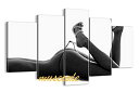 ミュゼ・デユ 手書き 油絵画モダン 壁掛け インテリア アート グラデーション モノトーン ビビット 『パネルアート』5パネルSET ファション カフェ パブ クラブ 抽象 黒白 人物 裸婦 美人 ヌード ハイヒール 女優 P5D016