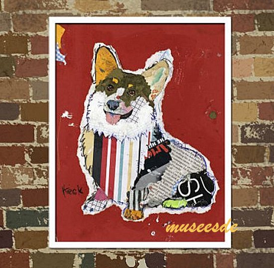 【オイルペイント】絵 絵画犬の絵 ペットの絵 ウェルシュ・コーギー・ペンブロークサイズS：…...:museesde:10002208