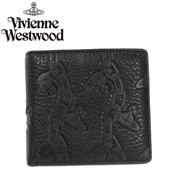 【レビューを書いて送料無料】Vivienne Westwood ヴィヴィアンウエストウッド二つ折り財布 小銭入れあり 財布 さいふ ビビアン 型押し730 CHAIN ORB NEROヴィヴィアン 財布 さいふ 【W3】