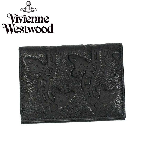 Vivienne Westwood ヴィヴィアン ウエストウッドパスケース 定期入れ ビビアン チェック 型押し724 CHAIN ORB NERO 【W3】