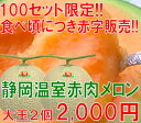 食べ頃メロンになります！入手困難！大変貴重な静岡の赤肉メロン大玉静岡温室赤肉メロン1.5kg×2玉送料無料・赤肉メロン