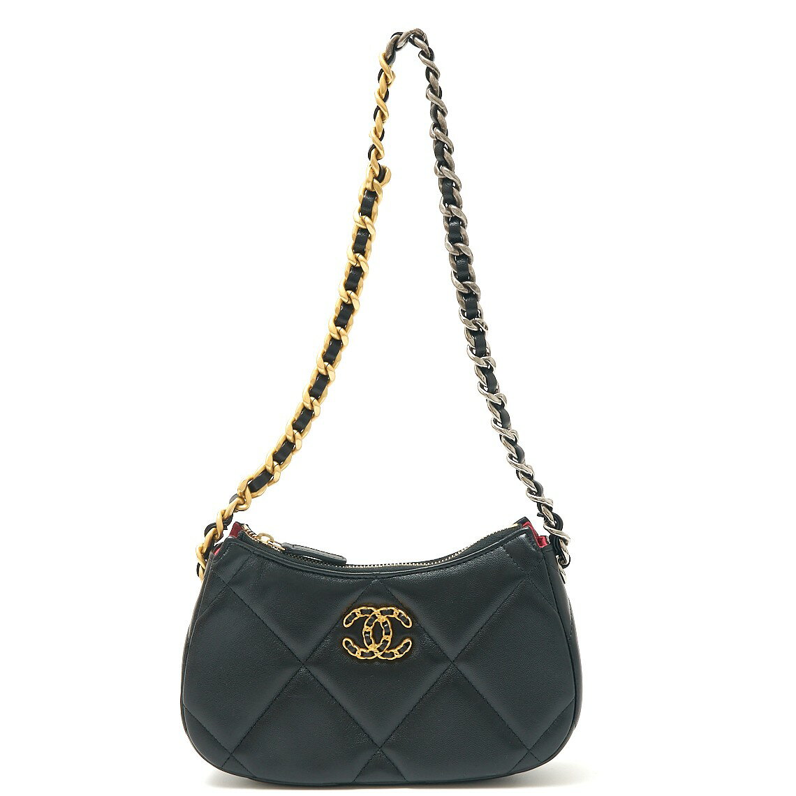 【中古】CHANEL シャネル CHANEL19 チェーン クラッチ AP3763-B04852-94305 ランダム番 ポーチ バッグ シャイニー ラムスキン ブラック×ゴールド