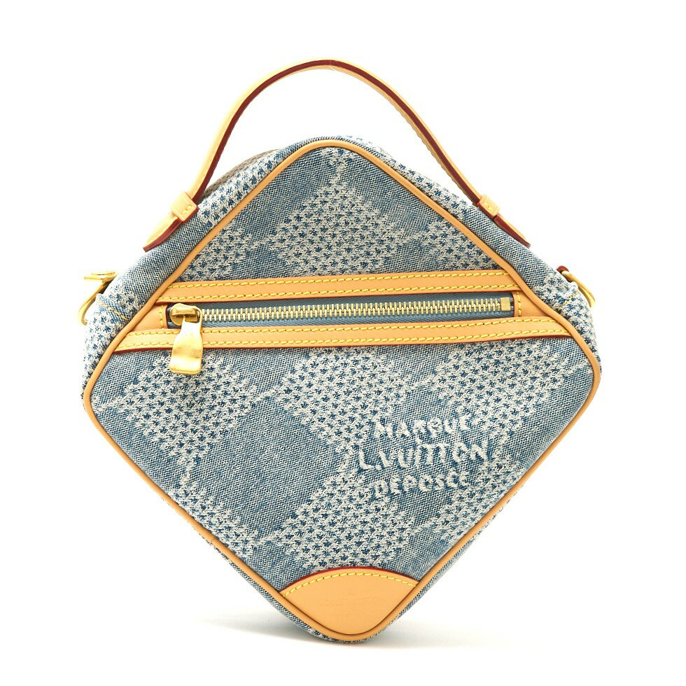 【中古】LOUIS VUITTON ルイヴィトン チェス・メッセンジャー N40706 ショルダーバッグ ダミエ・デニム 3D コットン×レザー ブルー×ベージュ