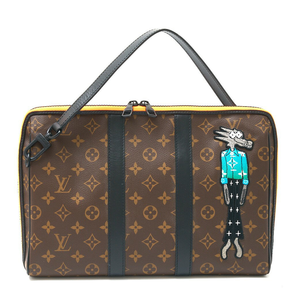 【中古】LOUIS VUITTON ルイヴィトン LVフレンズ キーポル・ポーチ M80130 クラッチバッグ モノグラム×レザー ブラウン×オレンジ×ブラック