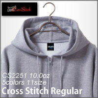 クロスステッチ【CROSS STITCH】10ozレギュラーZIPパーカー裏毛(Jr.S〜Jr.L)10オンスの裏毛レギュラーZIPパーカー