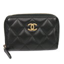 シャネル CHANEL 財布 コインケース 小銭入れ メディエダール マトラッセ CCマーク ココマーク ブラック ゴールド金具 ラムスキン レディース 定番 人気 美品 【箱】 【中古】